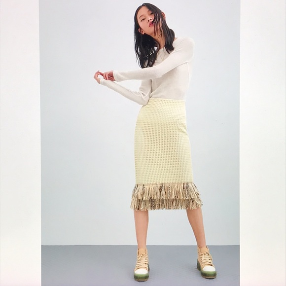 Zara mesh fringed hem midi skirt M - Picture 13 of 16